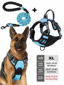 High Reflective Dog Harness Leash Collar Set, Adjustable Padded Dog Vest, Reflective Non-Obstructive Pet Oxford Vest With Front & Back Easy Control Handles, Comfortable, No-Choke Design Pet Vest Leash Collar Set - Ideal Choice For Outdoor Adventure, Multiple Sizes - Suitable For Small, Medium And Large Pets (If In Doubt Between 2 Sizes, Opt For The Larger Size As It Can Be Adjusted)