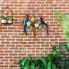 [Charming Iron Parrot Sculpture] 11.81" Iron Metal Parrot Wall Art - Charming Sculpture For Indoor & Outdoor Decor - Living Room, Patio, Or Balcony