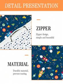 1/2PCS Deep Blue Rocket Baby 100% Polyester Fabric Duvet Cover Set ,3D Two Sided Printing Anime Cartoon Children'S Bedding Set For Boys And Girls (1 Duvet Cover +1Pillowcase, Not Filling) Summer Thin Edition Suitable For Giving Gifts