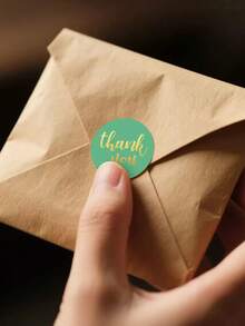 500张/卷 金色箔纸“谢谢”贴纸，适合节日派对 - 彩色 - 查看 3