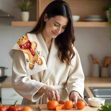 1set/2pcs/100pcs Christmas Gingerbread Man Pattern Kitchen Towels And Dish Towels, Suitable For Interior Decoration In Restaurants, Kitchens, Bathrooms, Party Decorations, Can Be Given As Holiday Gifts - Multicolor - View 8