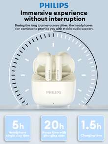PHILIPS TAT1020 Sports & Business High-End Bluetooth Earphones, Semi-In-Ear, Bluetooth 6.0, Long Battery Life, High-Quality Audio, Low Latency, Gaming, Music, AI Voice Call, Noise Cancellation, Wireless Earbuds For Smartphones & Computers - Nhiều màu - Xem 3
