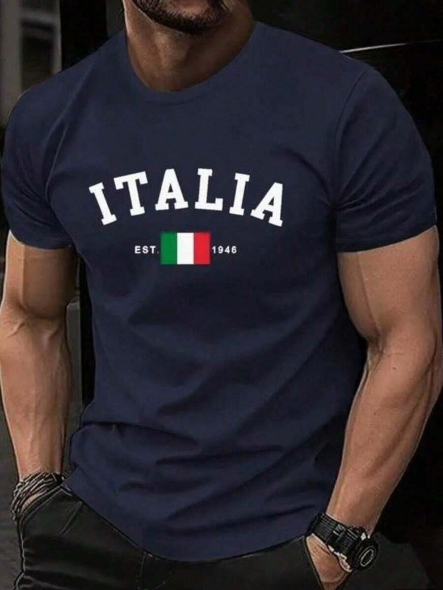 ITÁLIA SHOP Men's T-Shirt Round Neck Cotton Blouse Premium Mesh Blouse All