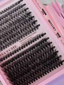 Set Bulu Mata Palsu Campuran 280pcs, D-Curl Bervolume, Kapasitas Tinggi, Keriting Rapat Silang 30D/40D Hot Melt Natural 3D Lembut Bersegmen, Set Bulu Mata Gugus, Bulu Mata Palsu - Hitam - View 6