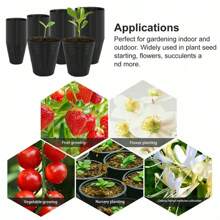 100PCS Plastic Plant Flower Pots Nursery Seedlings Pot Garden Container UK - 黑色 - 查看 8