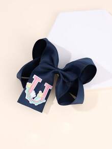 1 pezzo Fermaglio per capelli a fiocco con lettera da A a Z, Molletta per capelli a farfalla di moda, Accessorio per capelli grande e rialzato, Regalo per ragazze e adolescenti - Blu Navy - Visualizzare 14