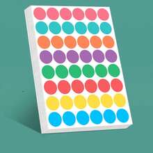 10 Folhas/480 Unidades Etiquetas Redondas Codificadas Coloridas, Adesivos Redondos Codificados em 8 Cores Variadas, Suprimentos Escolares e de Escritório