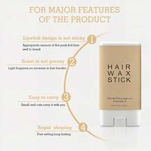 Hair Wax Stick Kids, 16G Control Sticks, Non-Greasy & Strong Hold, Hair Finishing Stick, Frizz Control Curly Hair,Smoothing & Curling - Everyday Use