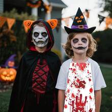 1 件万圣节儿童围裙，带有血腥飞溅设计，适合鬼屋服装，逼真的恐怖角色扮演配件，适合节日派对 - 彩色 - 查看 2