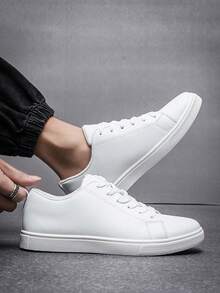 Men's Fashion Casual Sneakers, Breathable Low-Top Trainers - White - View 2