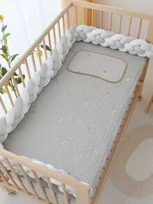 1 件编织婴儿床围垫儿童房装饰，新生儿床护栏，柔软婴儿床衬垫