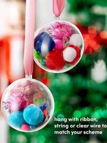 10个透明可填充装饰球，多种尺寸可选。塑料亚克力可填充球，适用于派对装饰、DIY、圣诞树装饰以及客厅、卧室等家居装饰。
