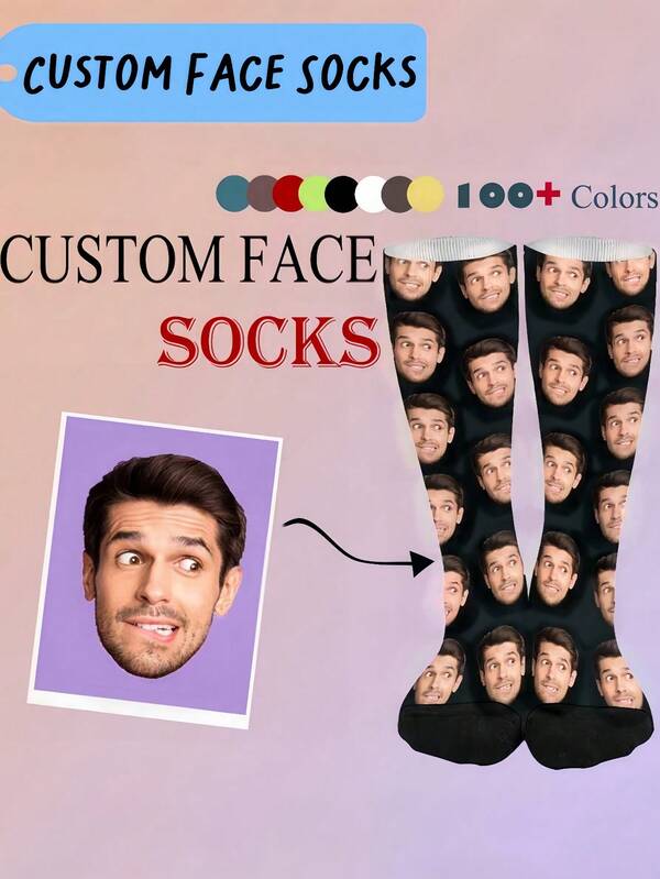 1 Paar personalisierte Gesichts-bedruckte Socken, personalisierte Yoga/Pilates Socken, Fitness/Sport Foto-bedruckte Socken, Freund/Eltern/Selbst Foto Socken, personalisierte Gesichts-Trainings/Yoga Socken, tolles Geschenk für Vater, Mutter, Freunde, Klassenkameraden