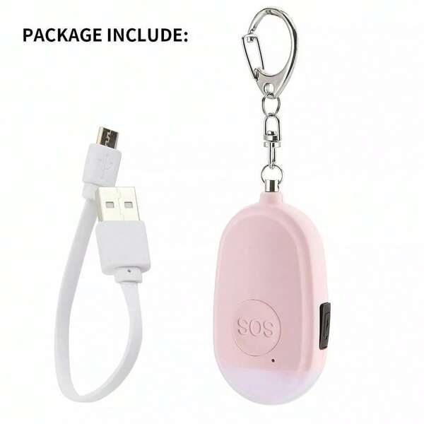 Pink Portable Self-Defense Alarm Keychain! USB Charging+130dB Alarm+LED Light, SOS Function Suitable For Women, Children, Elderly Runners, Essential For Wolf Protection