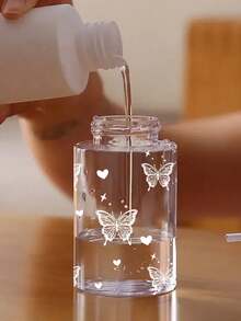 Transparent PET Refillable Travel Bottle With Butterfly Pattern, 3.38oz/6.76oz Capacity With Pump, Suitable For Makeup Remover, Toner And Cleansing Liquid, Round Top Design, Hand Wash Only, Reusable, Travel Essential Makeup Remover Bottle (Hand-Measured, 2cm Error Is Normal, Milliliter Is The Precise Unit) - Multicolor - View 4