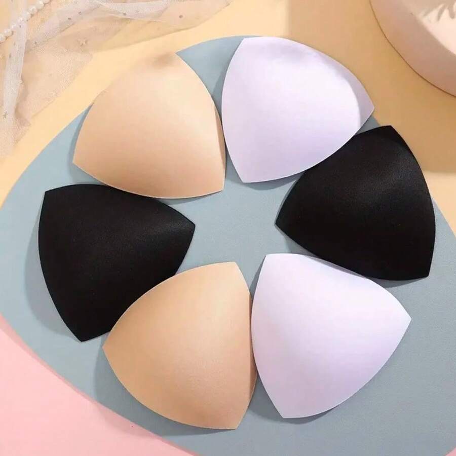 6/4/2 piezas Almohadillas de sujetador invisibles reutilizables en forma de triángulo, realzadores de busto acolchados suaves, adecuados para lencería y sujetadores de yoga de mujeres, Halloween, Navidad, Día de San Valentín - Multicolor - Ver 1