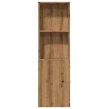 Mobiletto da bagno stretto Larryhot con ruote in rovere lavorato a mano, bello e pratico, ideale per riporre oggetti e decorare la casa - Castano - Visualizzare 4