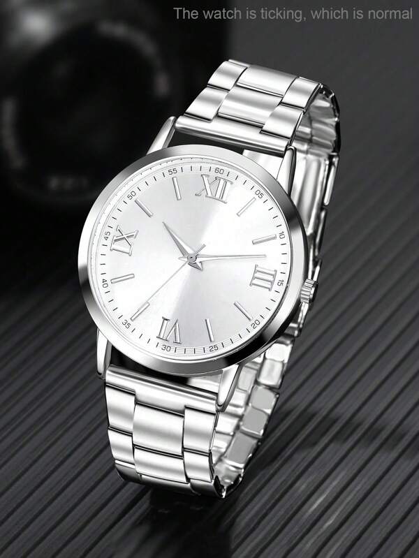 1 pieza Reloj para hombres Estilo empresarial casual Esfera redonda de tipo industrial Reloj de cuarzo Adecuado para uso diario, temporada de vuelta al colegio, temporada de graduación, Acción de Gracias, parejas, el mejor regalo (Caja del reloj no incluida)