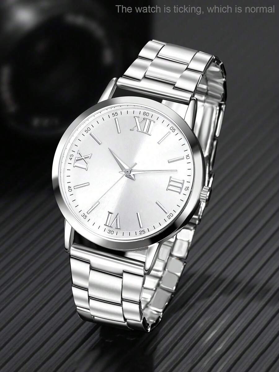 Men's Business Casual Industrial Style Round Dial Quartz Watch, Suitable For Daily Wear, Birthday Gift, Party, Holiday Gathering, Also An Ideal Gift For Yourself Or Friends. No Packaging Box Included.