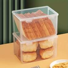 1/2pcs Transparent Leak-Proof & Reusable Bread Box With Lid Storage Box - Stackable Food Container For Toast, Fruits & Vegetables