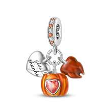 Silver Plated Charm Pinecone Pumpkin Honey Ginkgo Leaves Maple Autumn Series Beads Charm Pendant Ball Suitable For Bracelets DIY Women's Jewelry