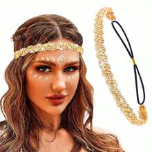 Gold Elastic Rhinestone Headbands Sparkly Crystal Headpiece Hair Accories