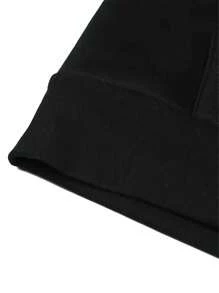 1pc Men's Casual Everyday Lazy Hooded Fleece Warm Sweatshirt, Basic And Simple, Spring/Autumn - Black - View 5