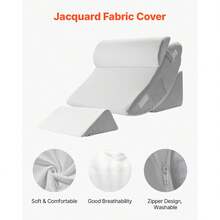 Wedge Pillow For Sleeping, 4 Pcs Adjustable Orthopedic Bed Wedge Set, Support Leg Neck Shoulder, Post Surgery Pillow For Back Pain, Acid Reflux, Snoring Relief, Sitting Up In Bed, White/Grey - trắng - Xem 3
