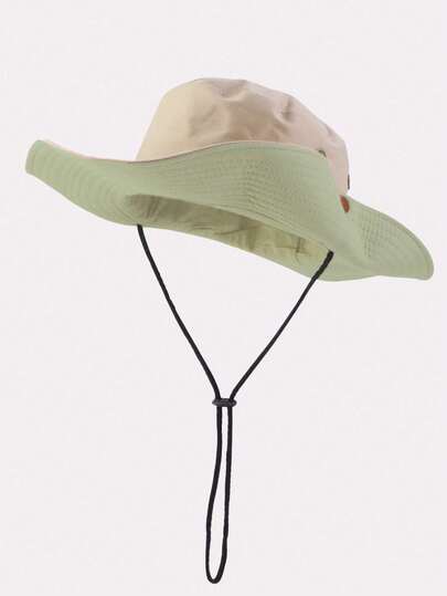 1 件装女士纯色太阳帽，大帽檐可折叠渔夫帽，防紫外线，适合日常使用