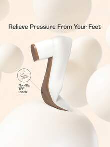 Women's Low Chunky Pumps Block Heel Dress Shoes Closed Round Toe Comfortable Heels For Commuting Parties Daily Wear - trắng - Xem 8