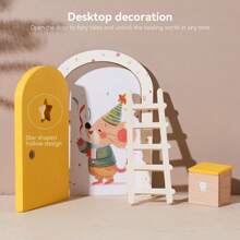 1 Sets Wooden Cartoon Fairy Tale Door, Mini Ladder Decoration Fairy Tale Door Ornaments, Colorful Heart-Shaped Fairy Tale Door Home Decoration Ornaments, Commemorative Photo Props, Christmas, And Birthday Gifts Christmas Decorations Room Decor