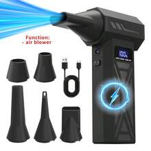 160,000 转/分钟涡轮喷射风扇，飓风级吹风，无线电动除尘器，4 速无刷电机，LED 灯和多喷嘴套件，适用于落叶、电脑/汽车清洁