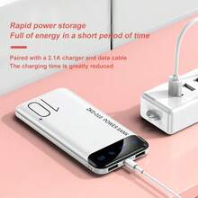 超薄移动电源便携式充电器，10000mAh 便携式充电器，快速充电 USB C 输入和输出/USB-A 输出，便携式充电器，精致小巧，兼容智能手机，适合，紧凑型充电器兼容 /Android 手机，适合夏季假期户外旅行/露营和紧急备用移动电源，适合送给家人、朋友、生日电量显示的礼物 - 綠色 - 查看 5