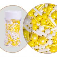 75g/2.6oz Faux Golden Sugar Beads, Baking Cake Decorations, Assorted Shapes & Sizes, Suitable For Cakes, Candies, Cupcakes, Ice Creams, Cookies, Suitable For Festive Celebrations, Birthday Party Cakes,Christma,Back To School