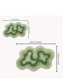 1 قطعة سجادة زخرفية غير متماثلة خضراء طازجة، سجادة جانب السرير، سجادة غرفة النوم، سجادة غرفة الدراسة، سجادة غرفة المعيشة، سجادة ديكور المنزل، سجادة مطبوعة، سجادة نافذة الخليج، مناسبة لديكور المنزل