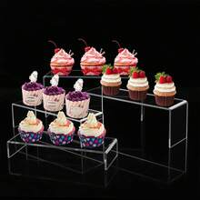 3/6/9 件装亚克力展示架，加厚矩形展示架，适用于商家活动，可用于展示纸杯蛋糕、香水等。 - 無色 - 查看 5