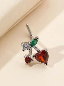 1颗可爱精致的樱桃形钻石鼻钉，20G L型穿孔饰品，适合女性日常佩戴 - 櫻桃形 - 查看 6