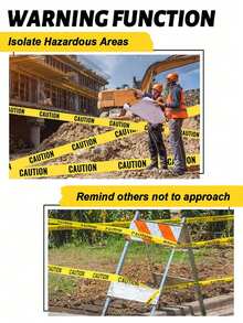 1pc Caution Tape PE Non-Adhesive Warning Tape CAUTION Decorative Barrier Tape Traffic Floor Guardrail Isolation Warning Bright Yellow With Bold Black For Best Readability Maximum Visibility Designed For Danger/Hazardous Areas - Multicolor - View 6