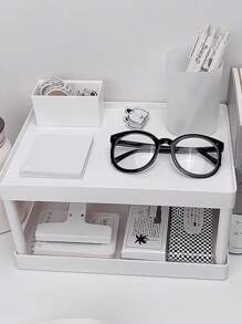 1pc桌面收纳架双层可拆卸收纳架书桌桌面收纳架学生校园宿舍桌面整理架多功能收纳架卧室浴室厨房杂物收纳架桌面收纳架