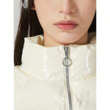 Nike Chaqueta acolchada de cuello alto para mujer, abrigo cálido, ropa deportiva - Beis - Ver 6