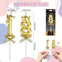 18th Birthday Candles Gold Number Candles Cute 18  81 Candle Set Numeral Birthday Candles For Cake Number Candles Happy Birthday Decorations For Girls Cake Wedding Anniversary Celebration Party Favor - 18 - 查看 3