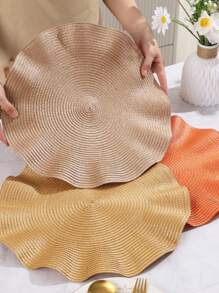 1/4/6/12pcs Bohemian Style Woven Round Placemats, 15 Inch, Solid Color, Kitchen Dining Table Decor Coasters, Non-Slip Pads For Holiday Party, Birthday, Wedding, Dinner, Home Decor, Dorm (Multiple Color Options)