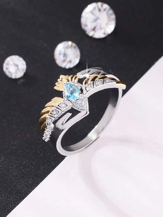 1ชิ้น แหวนแฟชั่นดีไซน์ทูโทนสง่างามสำหรับผู้หญิง, แหวนสไตล์รูปสัตว์อินทรีที่ไม่เหมือนใคร - ชุดลำลอง, ปาร์ตี้, วันหยุด, ของขวัญวันเกิดสำหรับเพื่อน