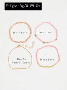 4 件 CCB 米珠一体式手链，简约时尚个性化海滩风格配饰，适合女士（混合米珠，未指定位置）