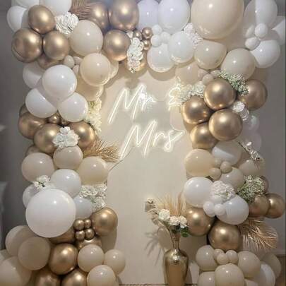 66 Nude White Gold Balloons, Metallic Champagne Gold Cream White Transparent Beach Pink Beige Transparent Party Decoration Balloons For Birthday Boho Wedding Anniversary Engagement Cocktail Party Layout