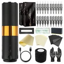 T-REX 1 Set Tattoo Kit, kabelloses Tattoo Pen Set, Permanent Make-up Tattoo Maschinen Set mit 1800mAh Akku, LED Digitalanzeige, Tattoo Pistole Set