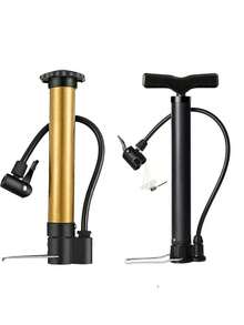 BABONA 1pc Portable High Pressure Air Pump With Needles, Multi-Function For Balls, Balloons, Bikes, Suitable For Basketball, Soccer Ball (Black) (Gold) - Black - View 8