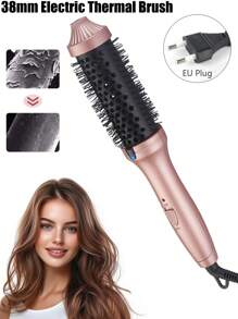 Electric Thermal Brush, Blowout Boost 1.5 Inch Heated Round Brush For Blowout Look, Dual Voltage, Pink, Sakura, Tourmaline Ceramic, Negative Ion Technology, Less Damage