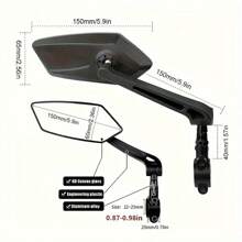 2 件高清广角自行车后视镜，360° 可调，适用于自行车、电动滑板车、摩托车和山地自行车，配有安装硬件，简约黑色设计，自行车配件