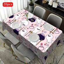 1/20pcs Halloween Tablecloth - Scary Cute White Ghost With Purple Potion Pattern Tablecloth, Durable Rectangular Tablecloth, Perfect For Dining, Picnics, Festivals, Weddings And Tea Parties, Halloween Decoration - Multicolor - View 11